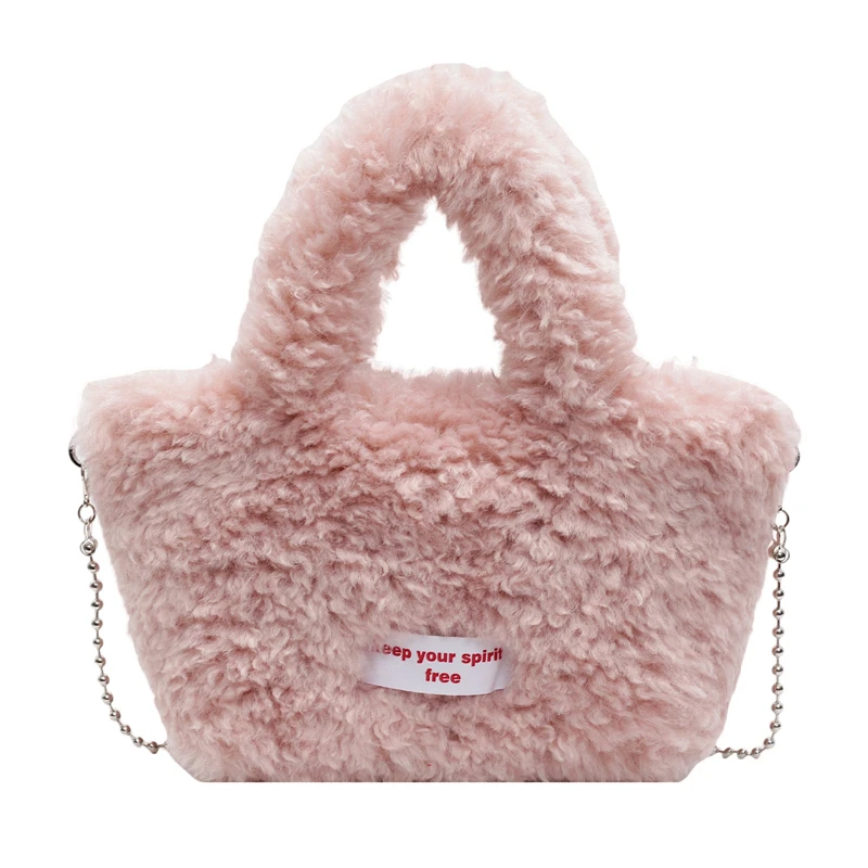 

2025 New Solid Color Versatile Youth Women's Handbag Zipper Sweet Plush Velvet Shoulder Bags for Women Cute Autumn and Winter