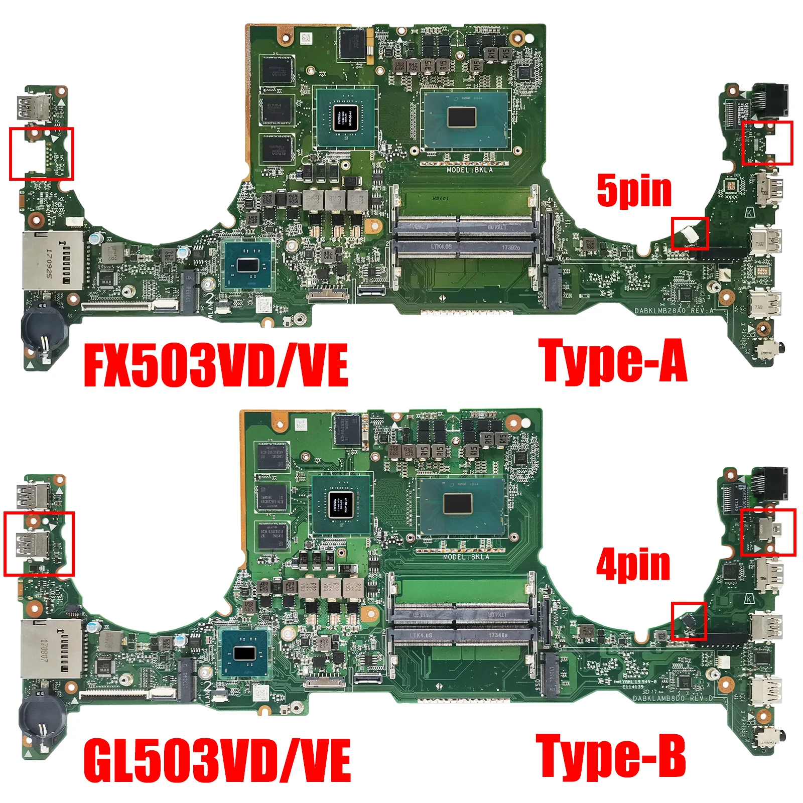 AKEMY FX63VD For ASUS GL503VD FX503VD ZX63V S5A FZ63VD GL503VE Laptop Motherboard i5 i7 CPU GTX1050/GTX1050Ti V4G/V2G