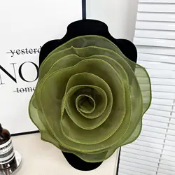 3D Organza Flower Corsage Artificial Rose Flower Patch Chest Flower Sewing Applique Brooch Accessories Clothing Dress Neck Deco
