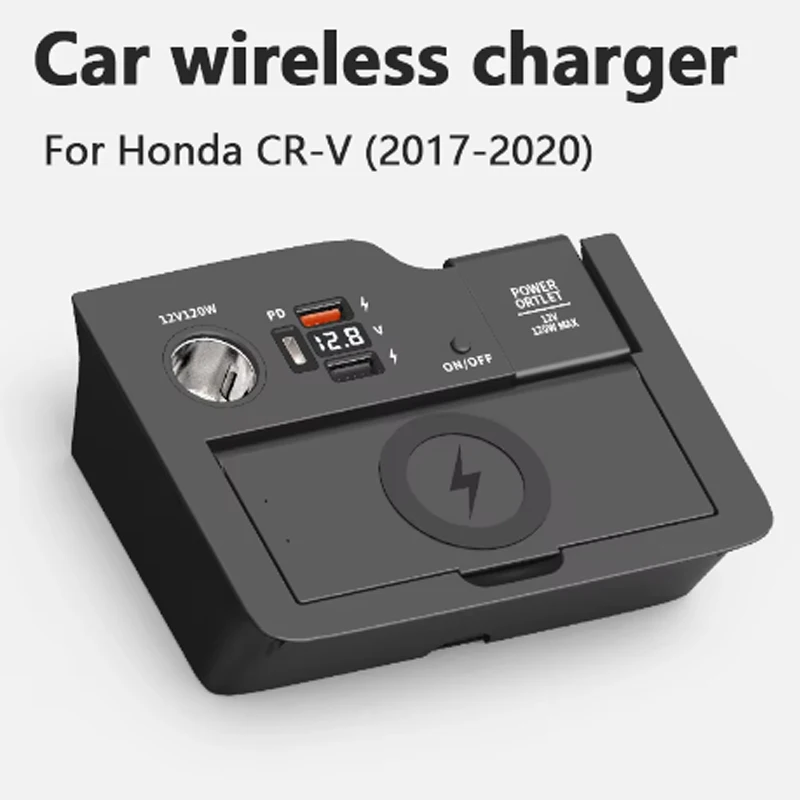 For Honda CRV 2017-2020 15W Car Wireless Charger QI Protocol Quick Charger PD QC 3.0 for iPhone Xiaomi HUAWEI Mobile Phone