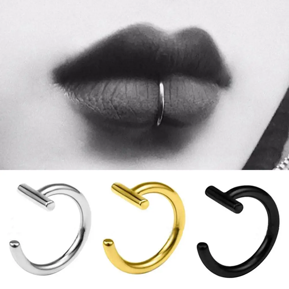 Neueste Lippen nasen ringe neutraler Punk lippen förmiger Ohr nasen clip Lippen bügel Stahl körper mit perforiertem Kunst membran schmuck g4d1