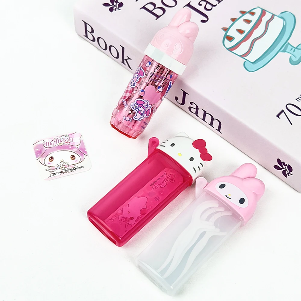 Hello Kitty Melody Storage Box Sanrio Cartoon Kt Cat Flip Cover Cotton Swabs Band Aids Dental Floss Organizer Boxs Girls Gifts image 2