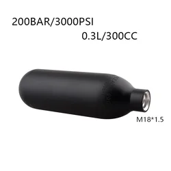 HPA Scuba 0.3L 300CC Black Aluminum Gas Cylinder 200BAR 3000PSI Air Tank Soft For CO2 Soda Water Stream Station Diving Fittings