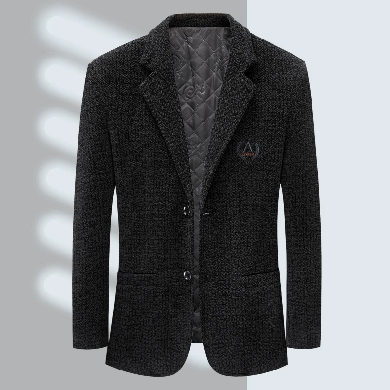 

New Chenille Suit Men Fashion Handsome Trend Autumn and Winter Smart Casual Acetate Regular Single Breasted Blazer Hombre