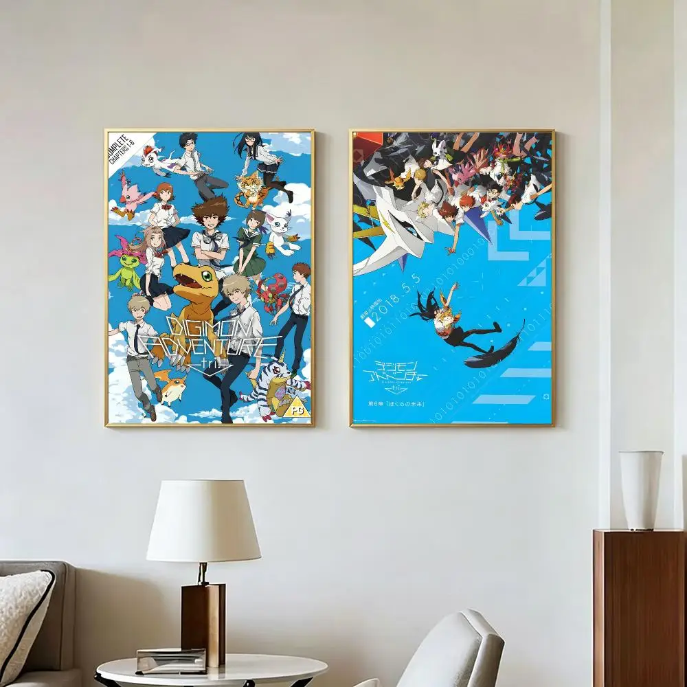 Anime Art D-Digimon Adventure Poster Peel And Stick Wall Art Self Adhesive PP Waterproof Wall Decor Living Room Bedroom Gift
