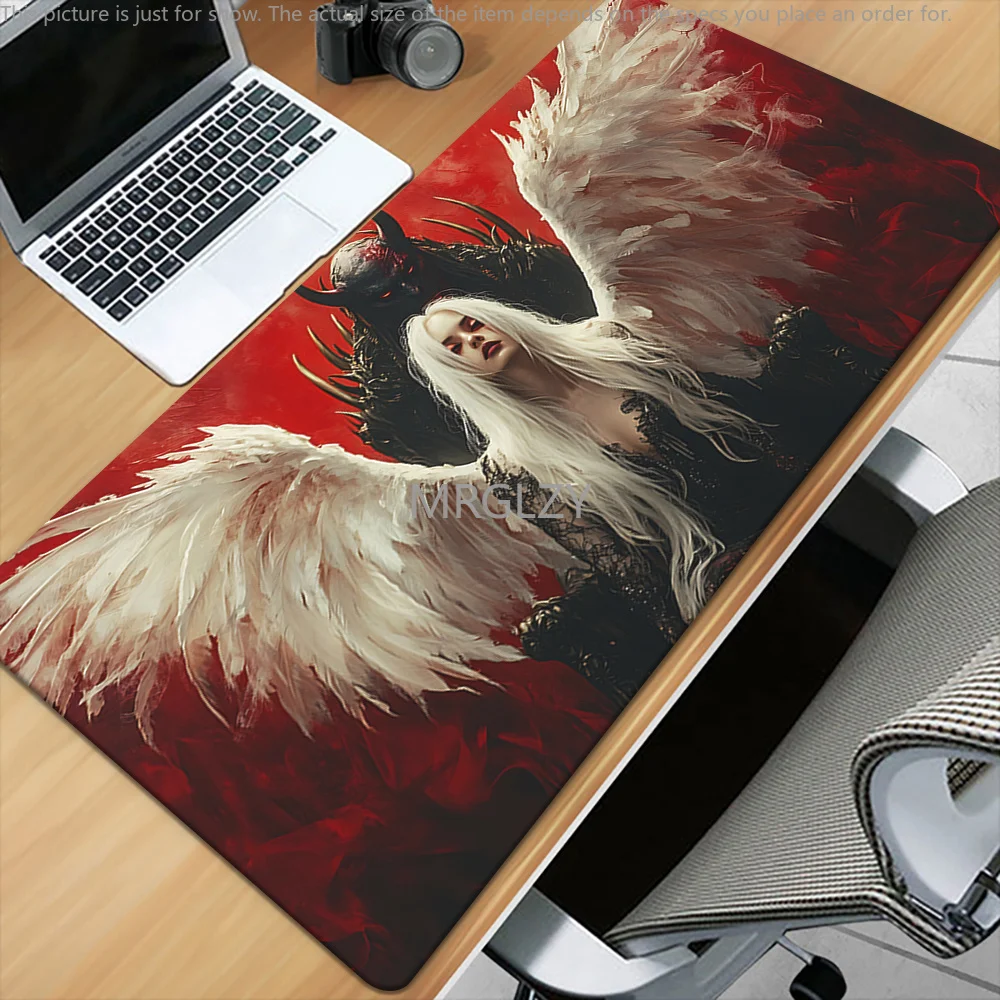 لوحة ماوس الملائكة والشياطين قاعدة مطاطية كبيرة مضادة للانزلاق ملحقات مكتب الكمبيوتر لوحة ماوس للمكتب والألعاب لوحة المفاتيح حصيرة ديكور