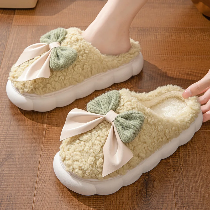 NONE Women Fur Slippers Bow Black 4