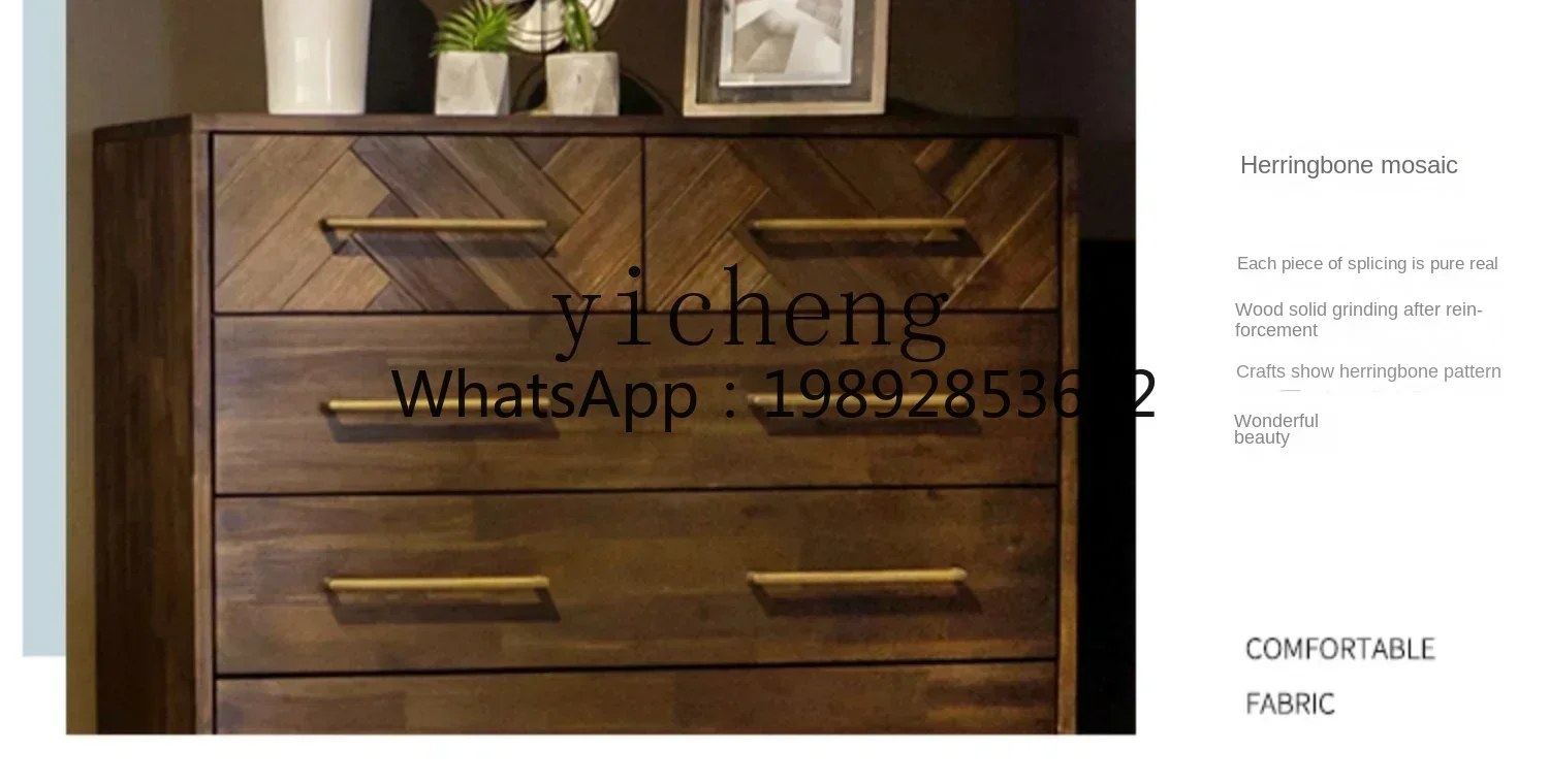 Solid Wood Chest of Drawers Hallway Dining Side Storage Bookcase Modern Bedroom Living Room with Drawer Five-Bucket Cabinet