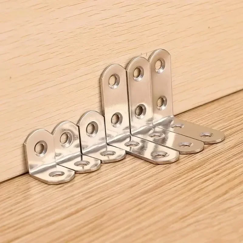 Stainless Steel L Bracket Corner Brace with Screws 90°Angle Joint Brackets Wood Cabinet Connector Support Frame Shelf Fastener
