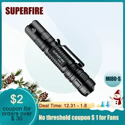 SUPERFIRE MI80-S 15W EDC 밝은 LED 손전등, 18650 배터리, 1100LM 토치, 휴대용 캠핑 낚시 랜턴, 전술 손전등