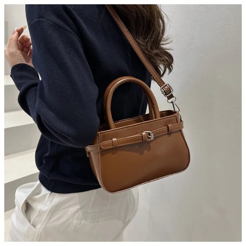

Casual Small Shoulder Bag Belt Solid Color Crossbody Bag Zipper Square Bag Women