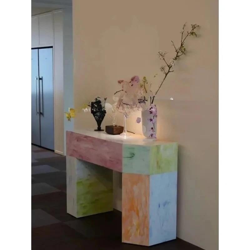 Tavolo da ingresso con dopamina in legno massello con pittura a colori italiana medievale Tavolo da esposizione d'arte squisita per la casa