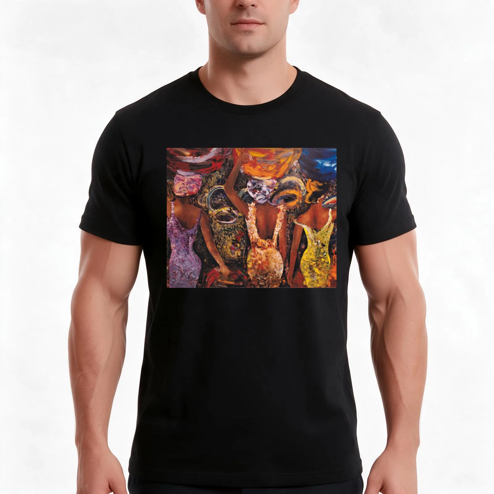 Three Women with Baskets T-Shirt, Summer Casual Cotton Tee, Oversized Streetwear Tops, Vintage Graphic Print, Unisex Men Women