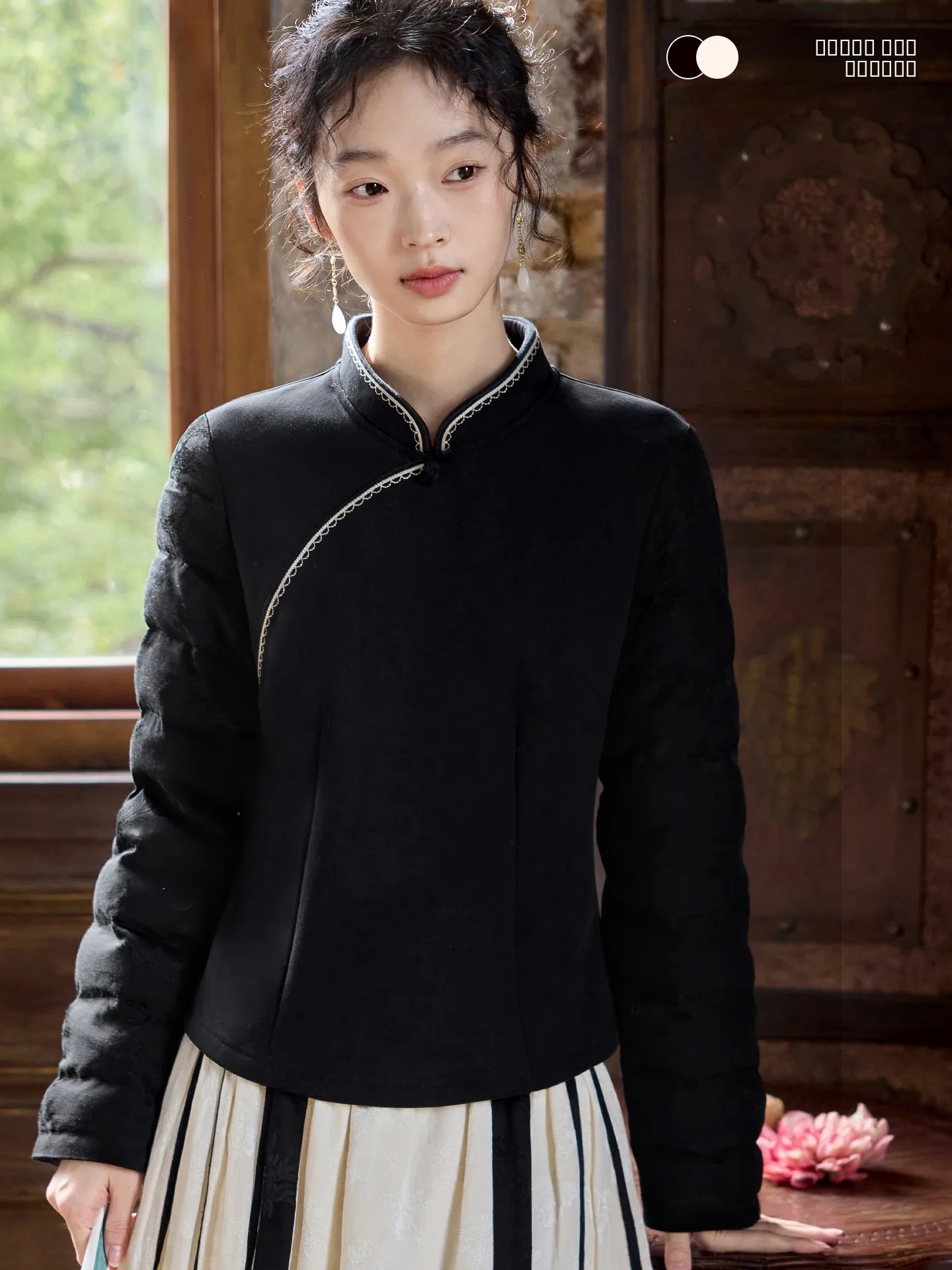 

Теплый женский вязаный топ на подкладке с вышивкой на пуху и длинной подкладкой-стойкой, цветная повседневная одежда