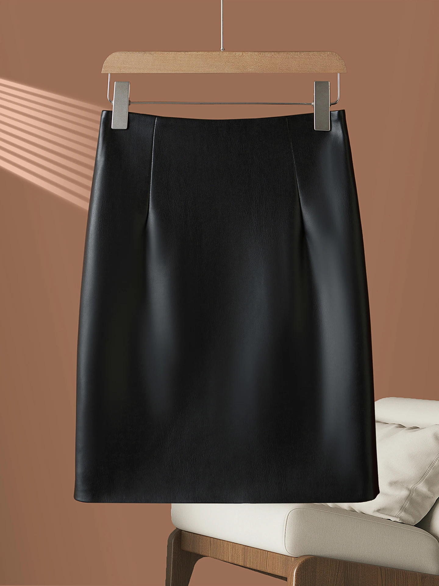 

Ning High Waist eepskin Real Leather Skirt Women's mid Length Bodycon Skirt Breathable Comfortable Spring Autumn