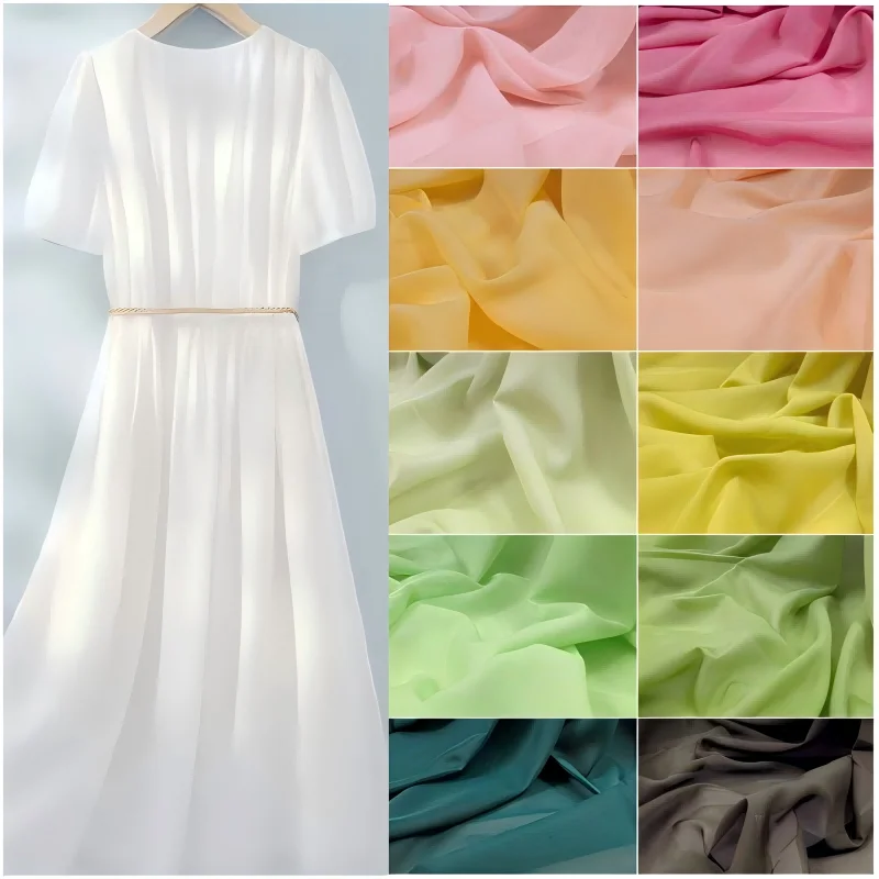 Solid Color Chiffon Fabric Thin Breathable Clothing Fabric for Sewing Summer Dresses Pants DIY Handmade Accessories Material - Image 2
