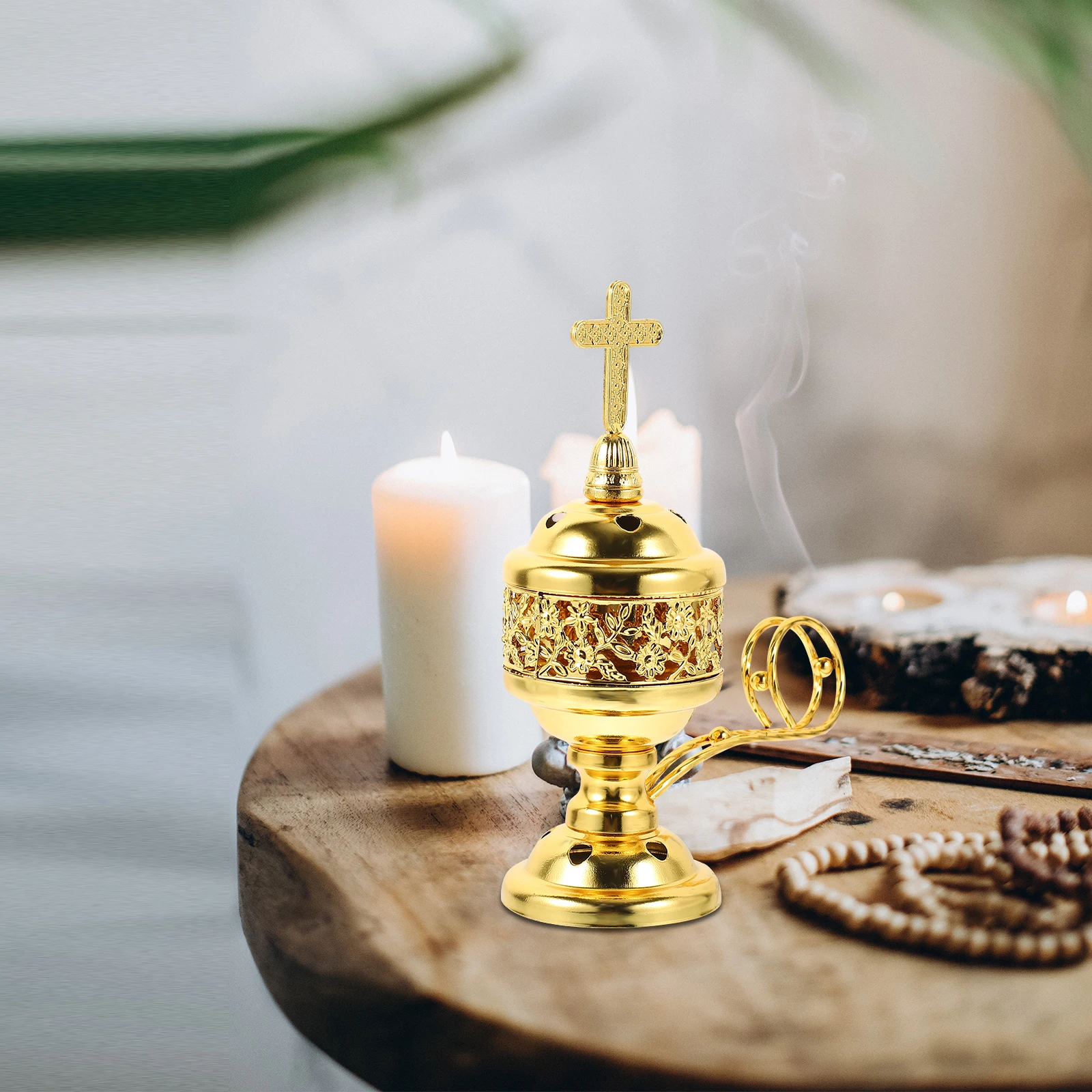 

Metal Incense Burner Small Censer Aroma Holder Desk Decor Living Room Retro nament Lightweight Compact Personal Care Accessories