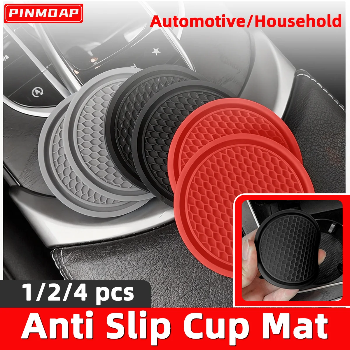 Car Cup Holder Coaster Anti Slip Silicone Mat Non Slip Drink Insert Pad Washable Durable Auto Interior Car Accessories