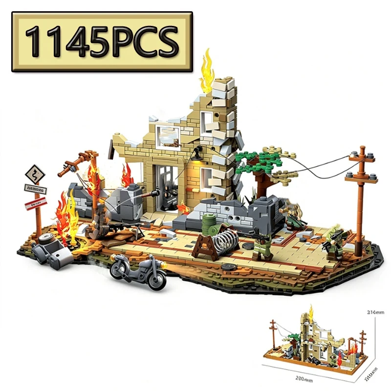 

MOC 1145PCS Urban Street View Architecture Western Front Urban Campaign Creative Model DIY Building Blocks Puzzle Toys