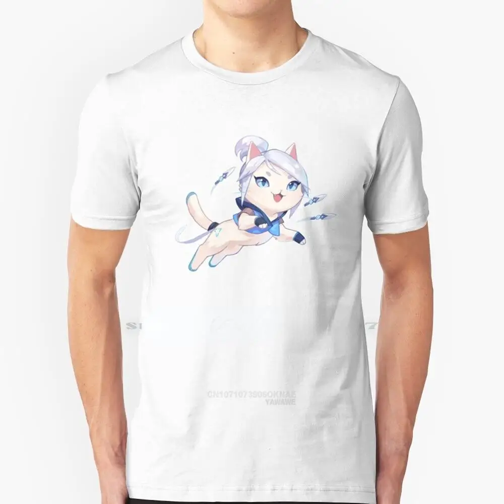 Valorant Kitty Jett T Shirt 100% Pure Cotton Jett Cute Cat Kitty Jet Artwork Kawaii Jett Drawing Game Enthusiast T-shirt image 2