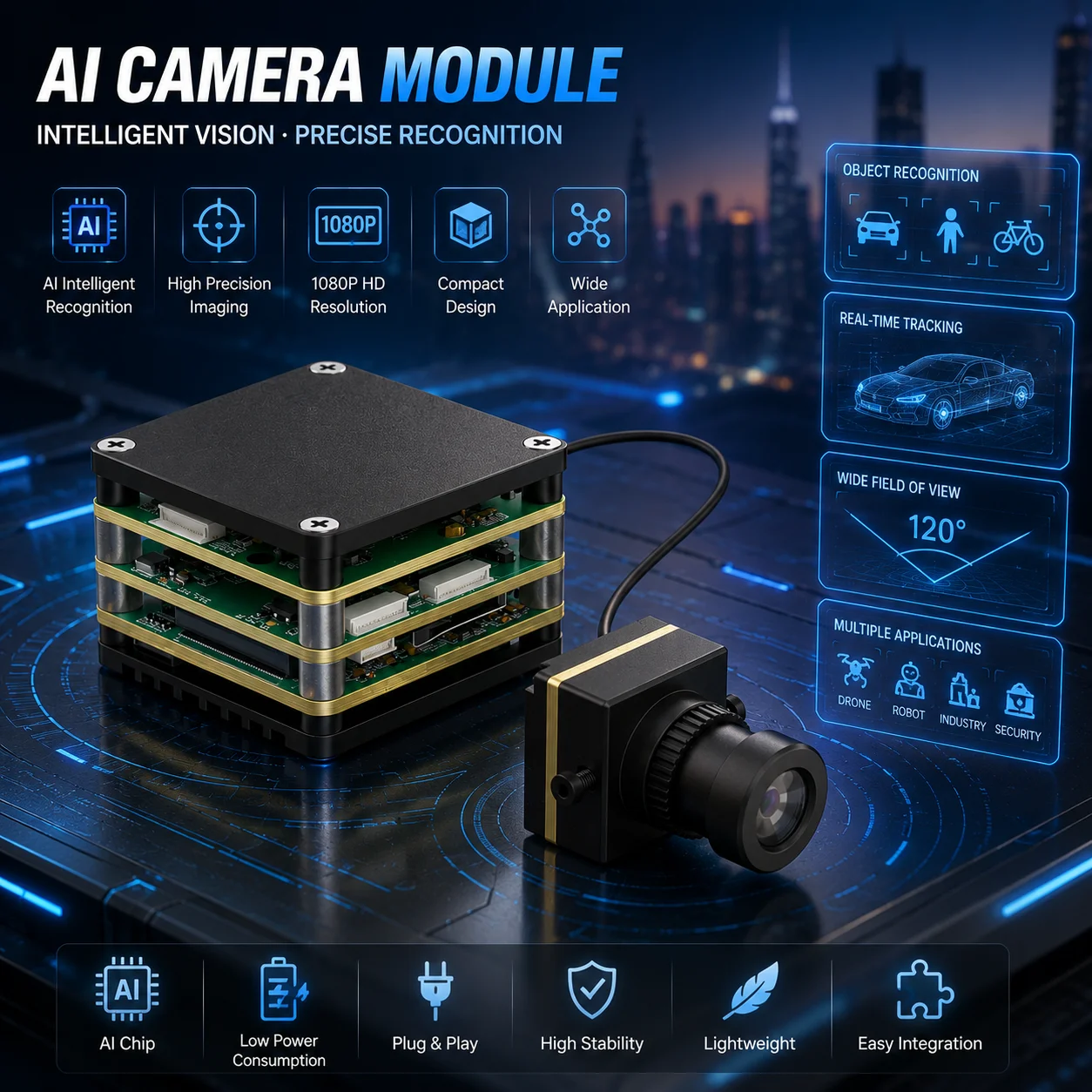 NEW AI Camera Module Locking Tracking System Al VisionCube S Racing Drone Camera Target Lock Guidance Accessories 액션캠 sjcam
