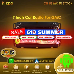 Hizpo 2Din Android 13 Car Multimedia Player Radio for GMC Chevrolet Chevy Yukon Tahoe Suburban Sierra Acadia Automotivo GPS Navi