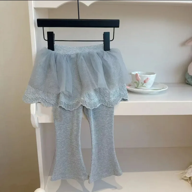 Girls' Pants Spring and Autumn Style Fashion 2025 New Style Mesh Baby Skirt Pants Kids Outerwear Beautiful Pants
