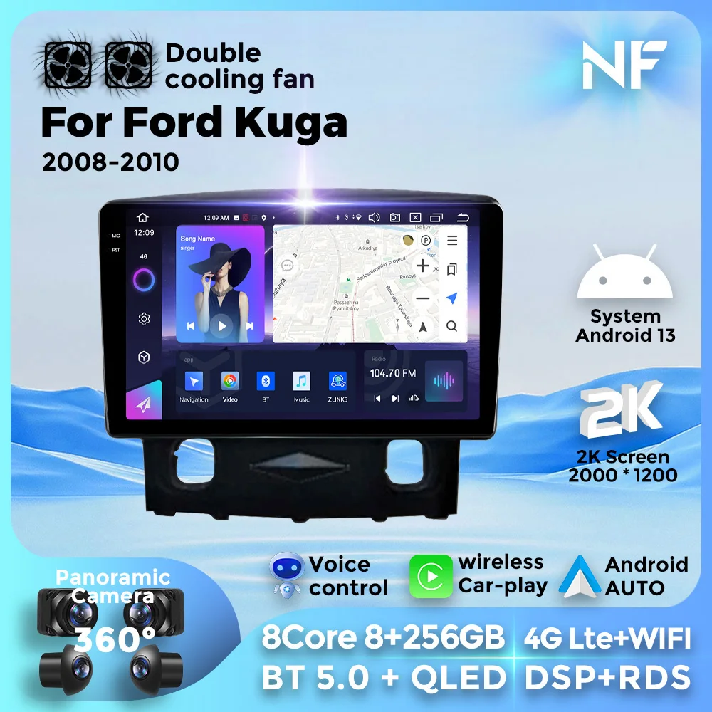 

Android 13 9“ Car Radio Multimedia Video Player GPS Navigation Carplay Autoradio For Ford Kuga Escape C MAX 2008-2010 4GLte＋WIFI