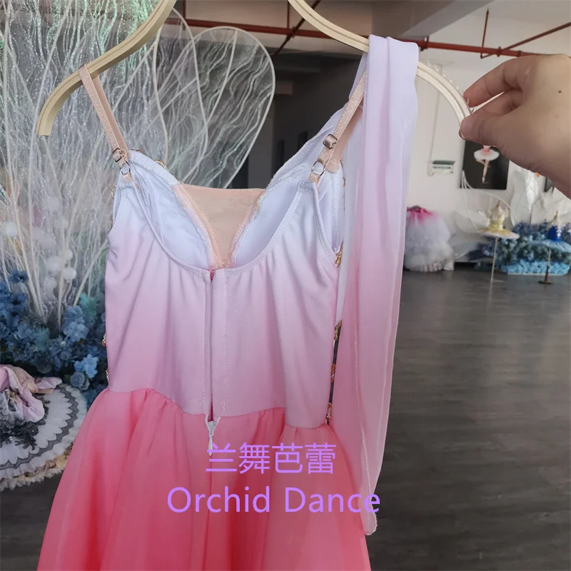 New Coming Custom Size Custom Color Kids Girls Performance Wear Contemporary Peach Lyrical Ballet Dress