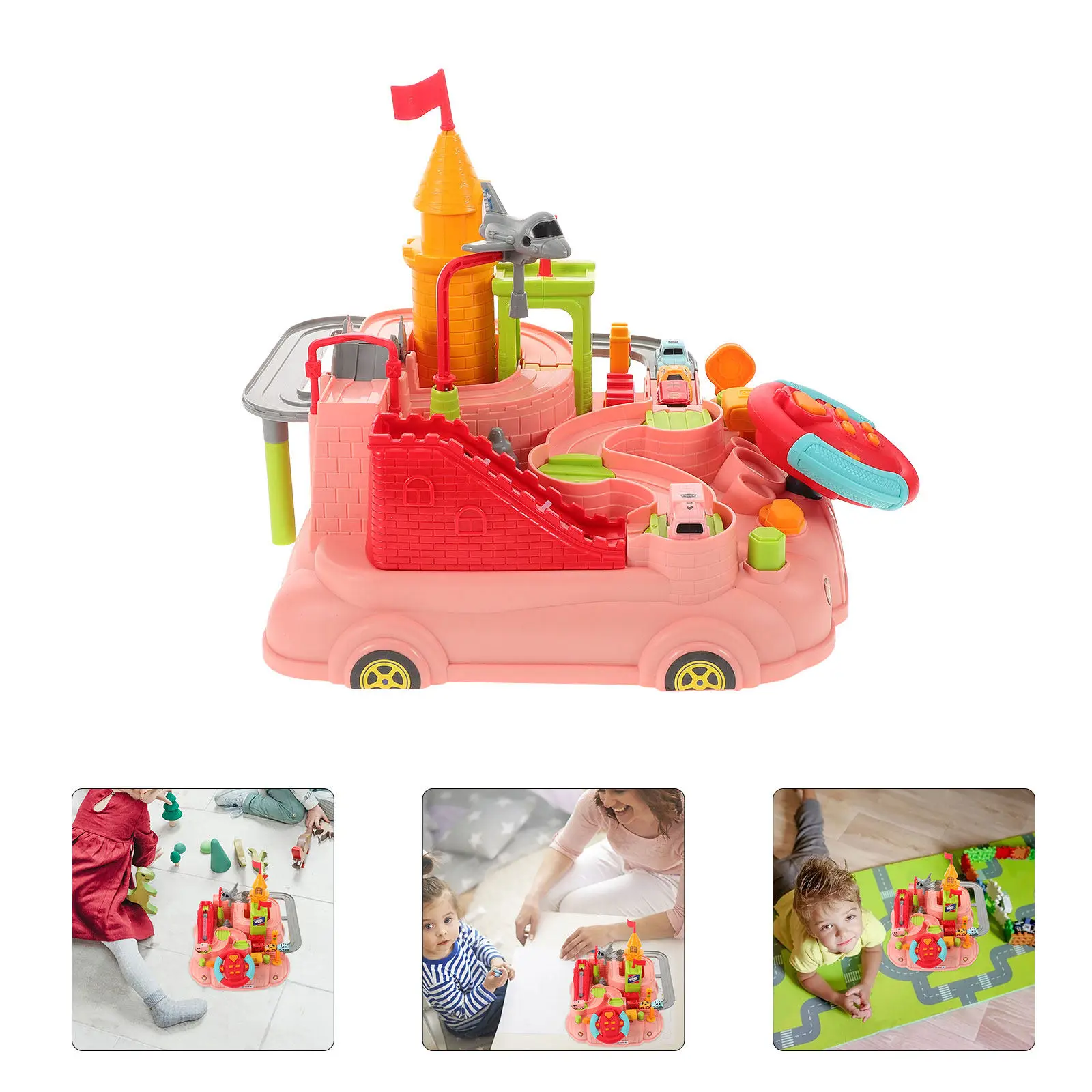 

Набор для детских гонок: гоночная трасса, яркие цвета, парковка, приключения, веселые игры для дошкольников, набор для вождения машинками