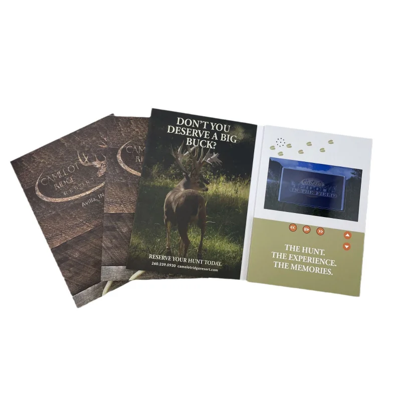 Customized. Handmade Four-Color Printed Video Brochure 7inch A5 High-Definition Video Greeting Card with Button Lock