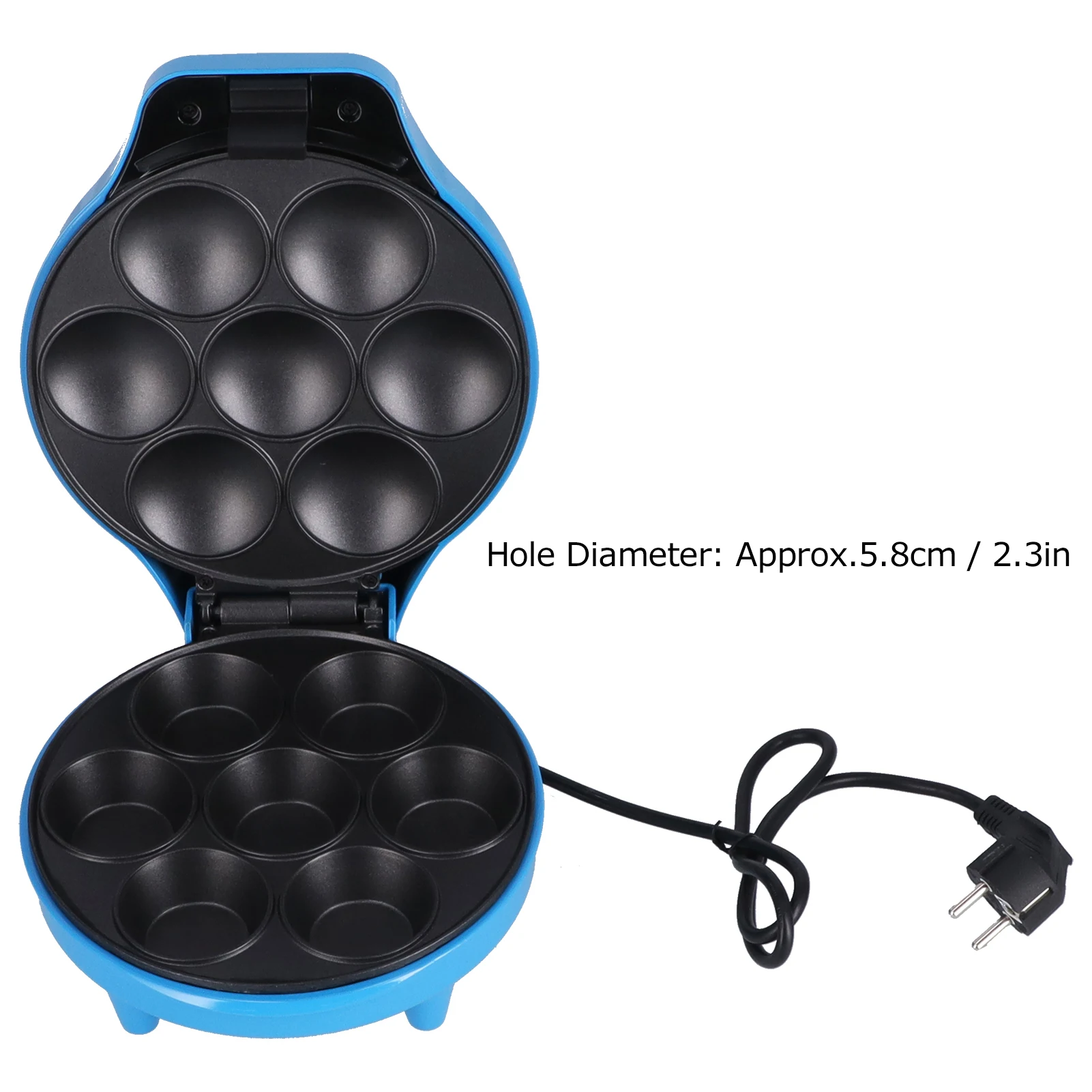 Máquina multifunción para hacer desayuno, máquina para hacer rosquillas de 7 agujeros, taza calefactora de doble cara, fabricante de pasteles, 1200W