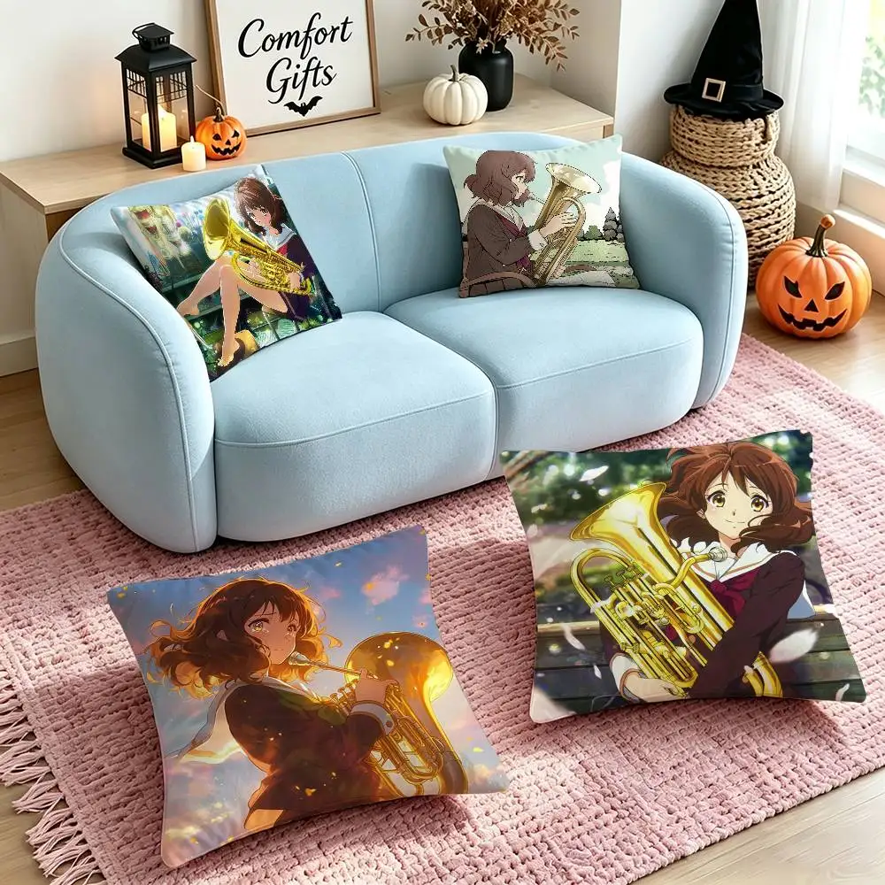 S-Sound Euphonium Kumiko Oumae  Square Double-Sided printed Pillow Case Bedroom Bedside Pillow Sofa Cushion Cover