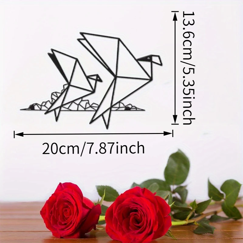 1Pieces2DFlat Acrylic Vintage Origami Bird Wall Decoration，Geometric Bird Decoration 1pc
