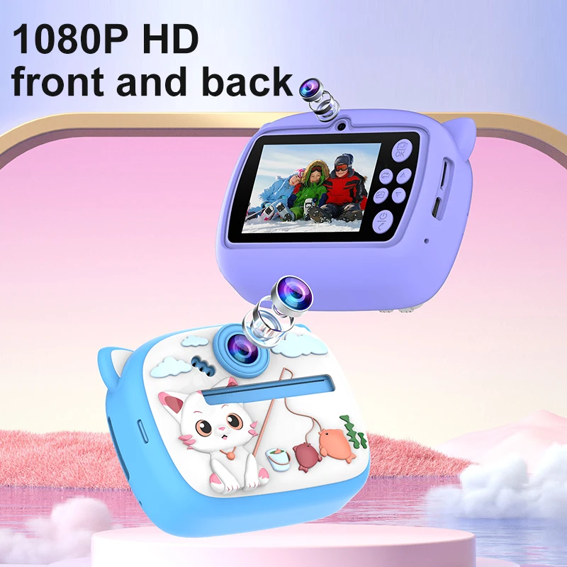 Kids Digital Camera Instant Print Kids Thermal Print Camera Instant Photo Print Camera Video Toy +32G memory card gift