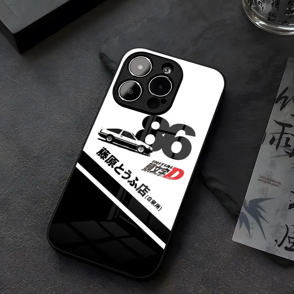 Anime Initial D AE86 Phone Case Glass For iPhone 12 15 14 13 16 11 Pro XS Max Plus Mini X XR E2020 Tempered Coque