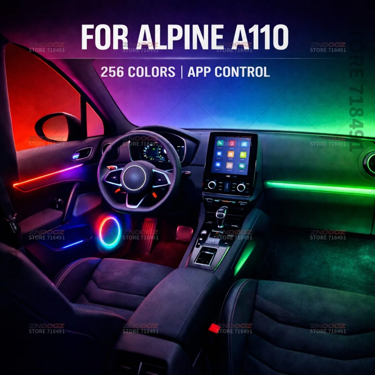 22 en 1 RGB Interior del coche luces ambientales acrílicas RGB tira acrílica oculta decoración atmósfera accesorios para Alpine A110