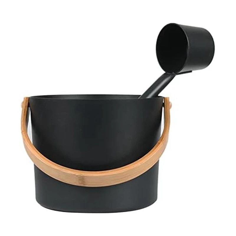 

Finnish Sauna Aluminum Bucket, Long-Handled Spoon Set, Sauna Bucket, Bathroom, Sauna Steam Room Replacement Accessories