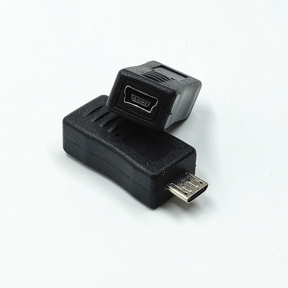 Black Micro USB Adapter Female to Mini USB Male Adapter Charger Converter Adaptor 2-pack