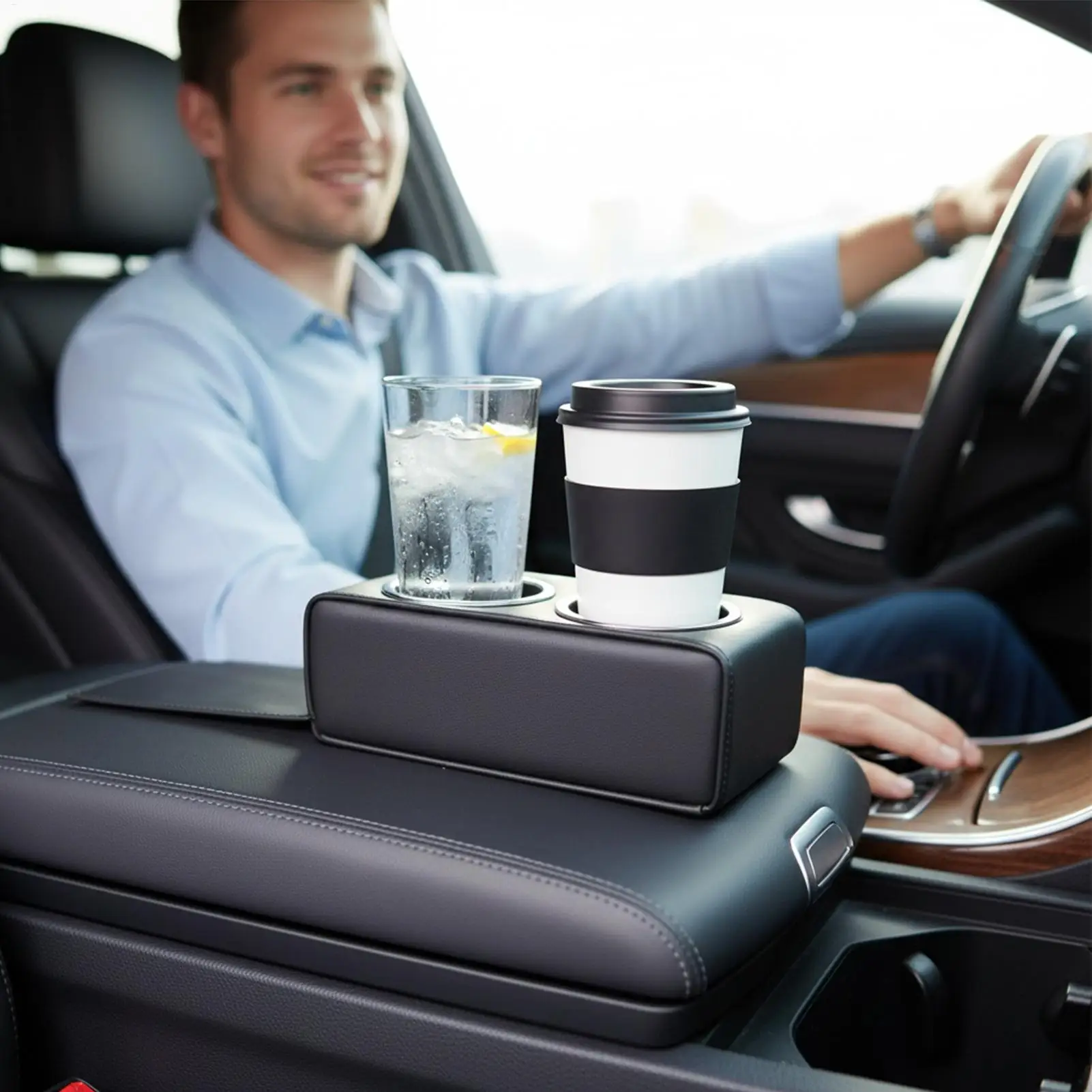 Cup Holder For Car Leather Vehicle Accessories Couch Drink Holder Car Backseat Organizer For Cell Phone Snack Remote Water