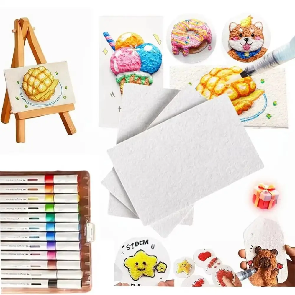 10Pcs Puffy Texture Foam Texture Painting Paper Round Shape Educational Drawing Sponge Paper Handmande Art Craft
