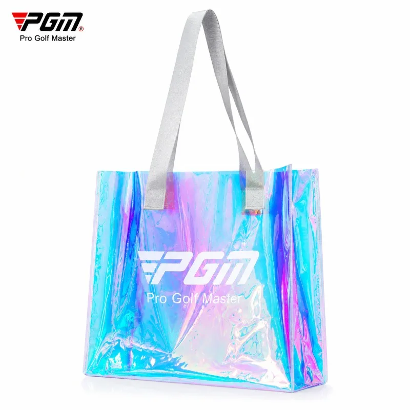 pgm-女性ゴルフトートバッグホログラフィック防水-pvc-軽量大容量ショルダーハンドバッグ旅行収納バッグ-sob020