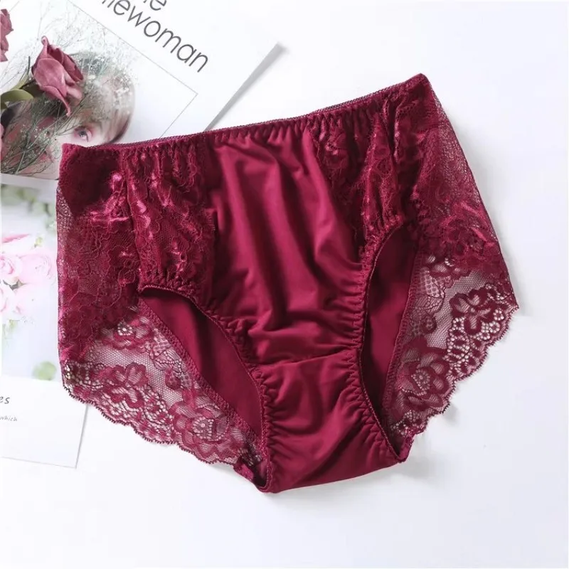 Women\'s Briefs Soft Lace Elastic Sexy Lingeries Milk Wire Waist Plus Size 7XL Underpants Female Underwears Lady Panties