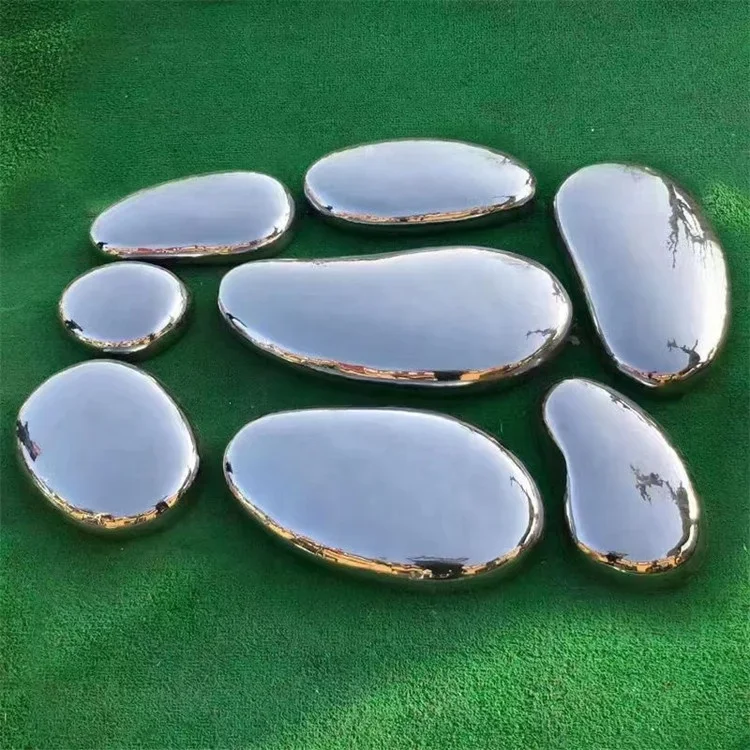 2026 Landscape Art Decor Statue Garden Lake Yard Decoration Stainless Steel Pebble Sculpture