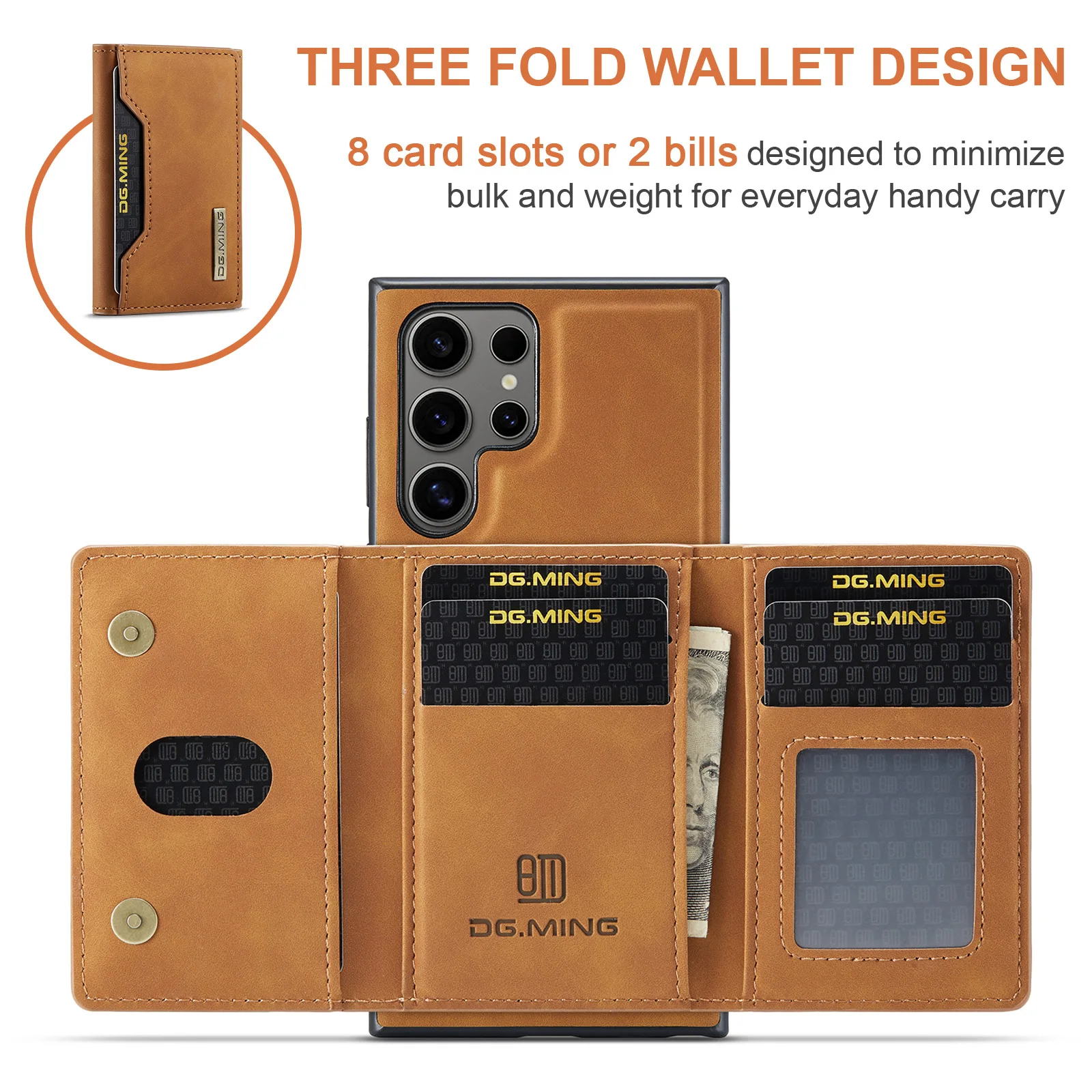 2in1 Detachable Leather Magnetic Case For SAMSUNG Fold 6/5/4/3-S22 S23 S24 Ultra-S23/S24 FE-a55 a53 a54 Wallet Flip Case Cover