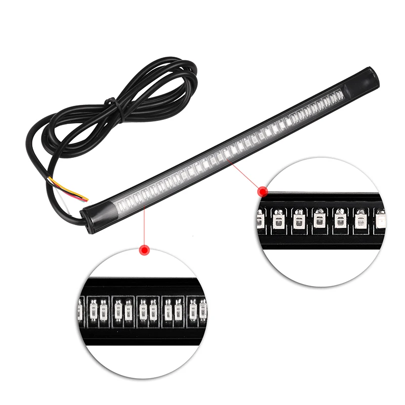 Striscia della barra luminosa del motociclo freno di coda Stop indicatore di direzione targa integrata 3528 SMD 48 LED colore rosso ambra