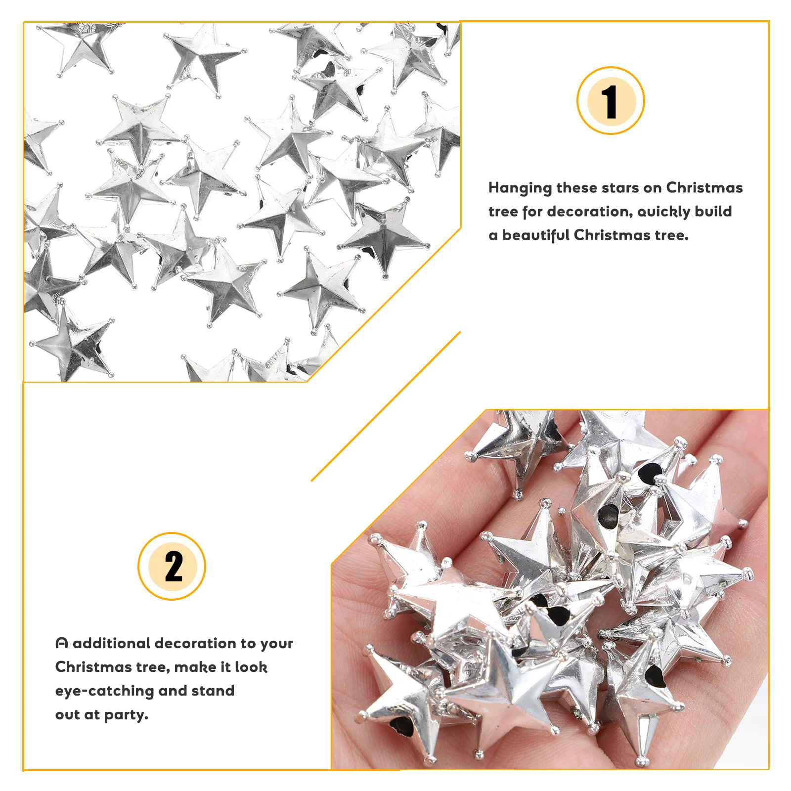 

ULDIGI 50pcs 2cm Plastic Christmas Tree Top Star with Hole Decor for Home Office Holiday Decoration
