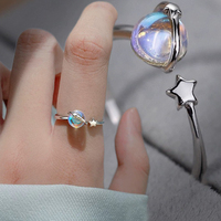 Romantic Couple Astronaut Planet Rings for Women Sliver Men Open Rings Set Luxury Personality Finger Ring Lover's Jewelry Gifts