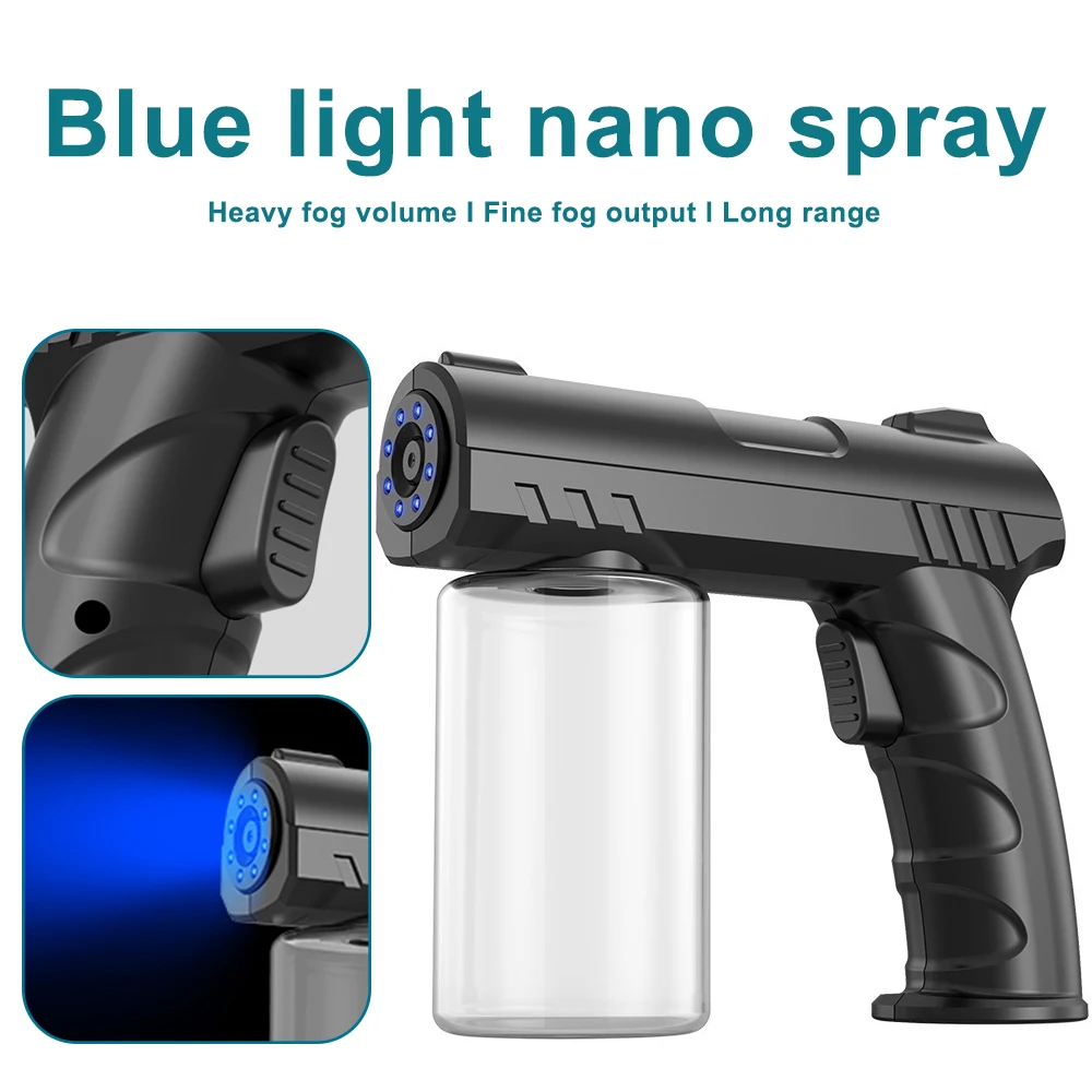 

280ML 1500mAh USB Rechargeable Wireless Blue Light Sprayer Portable Electric Sanitizer Sprayer Nano Mist Steam Atomizer