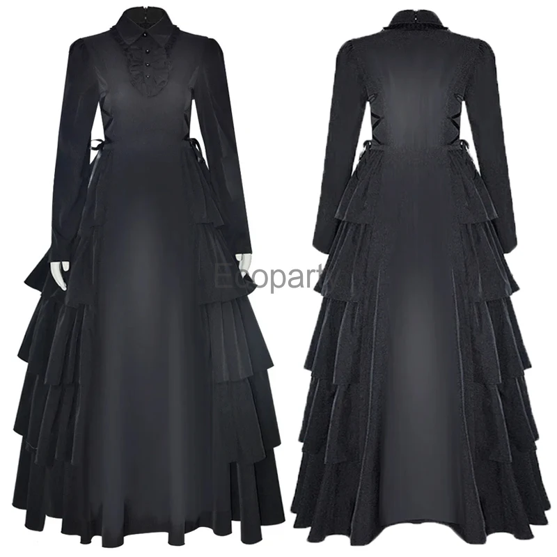 

Medieval Victorian Retro Princess Costume For Women Renaissance Black Gothic Elegant Vampire Bride Swing Dresses Laides Vestidos